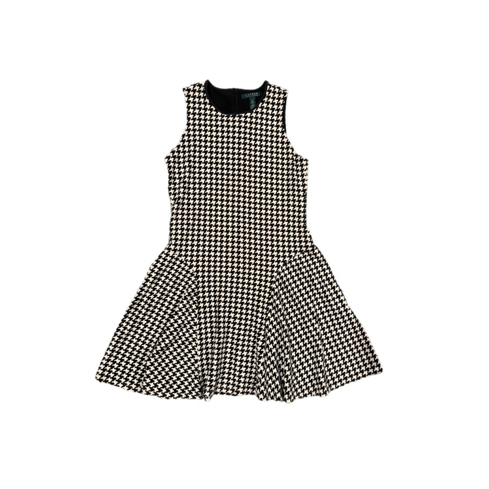 Lauren Ralph Lauren Womens Black White Houndstooth Sheath Dress Sz Med Classic